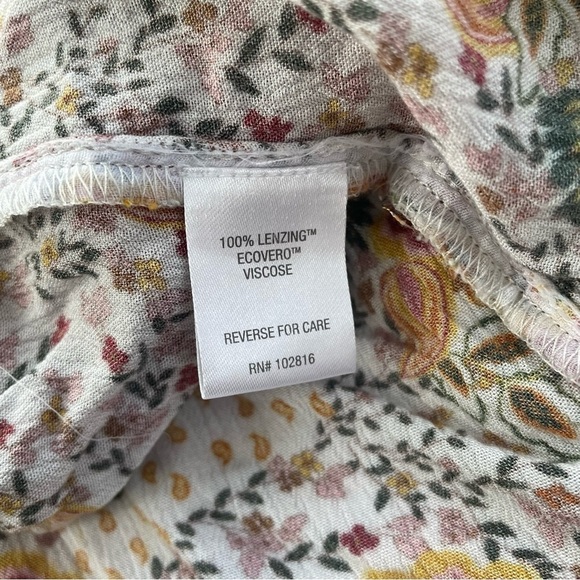 Garnet Hill Cream Floral Paisley Ruffle Fleur Crêpe Blouse Size Medium - Picture 5 of 10